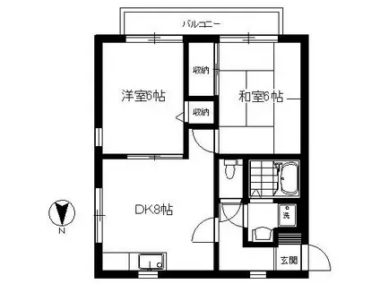 ファミール若竹A(2DK/2階)の間取り写真