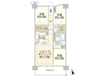 シティテラス八潮(3LDK/5階)の間取り写真