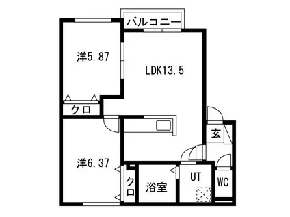 サンライズHTM IV(2LDK/1階)の間取り写真