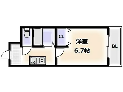 第二まやハイツ(1K/4階)の間取り写真