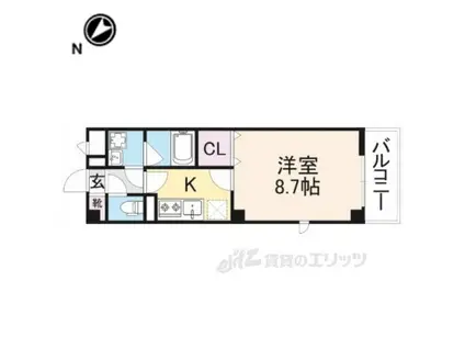 アンプルールフェール北町(1K/1階)の間取り写真
