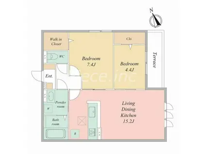 ソルジェンテ中宮(2LDK/1階)の間取り写真