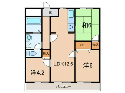 ホワイトヴィレッジ(3LDK/3階)の間取り写真
