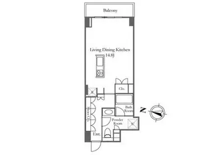 KDXレジデンス恵比寿(ワンルーム/2階)の間取り写真