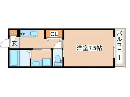 ワコーレヴィアーノ月見山II(1K/2階)の間取り写真