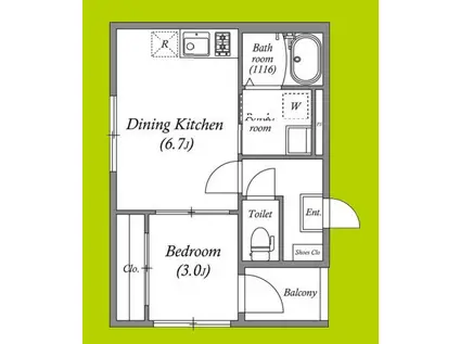 ハーモニーテラス西今川(1DK/3階)の間取り写真