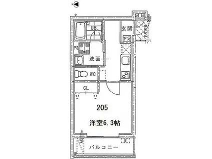 グランフェリオ吹上(1K/2階)の間取り写真