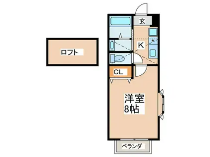 クラウド(1K/2階)の間取り写真