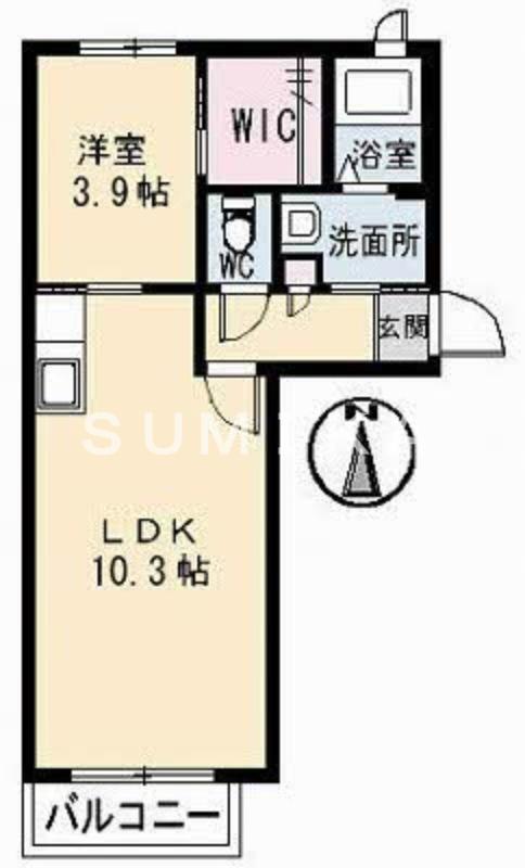 シャーメゾン学南町(1LDK/1階)の間取り写真