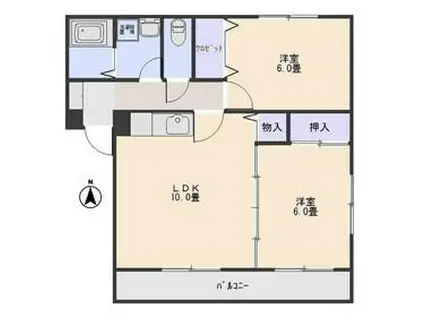 アドミラブールII(2LDK/1階)の間取り写真