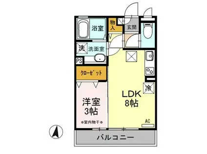 マリオーネ八千代(1LDK/2階)の間取り写真