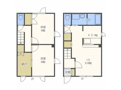 カームコート2(2LDK/1階)の間取り写真