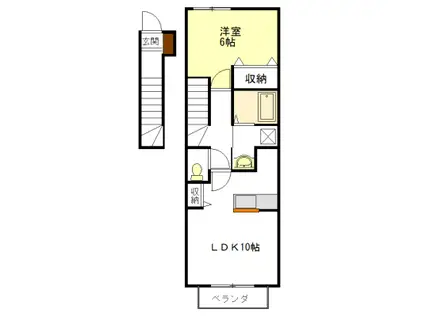 ネネムの森 A棟・B棟(1LDK/2階)の間取り写真