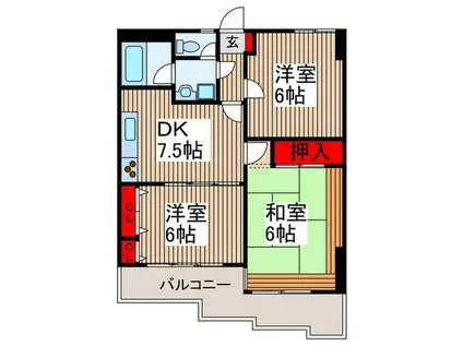 ラビオン協和(3DK/2階)の間取り写真
