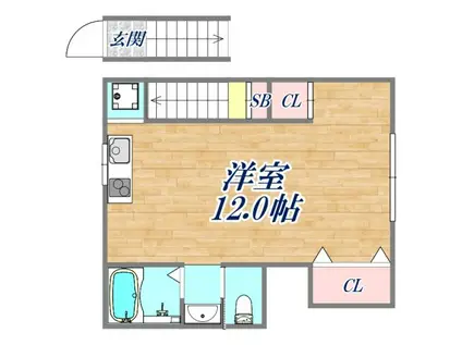 山口ハイツ(ワンルーム/2階)の間取り写真