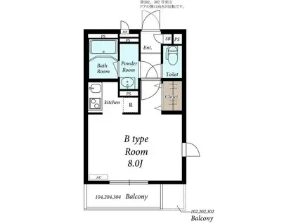 リブリ・ローズガーデン(ワンルーム/1階)の間取り写真