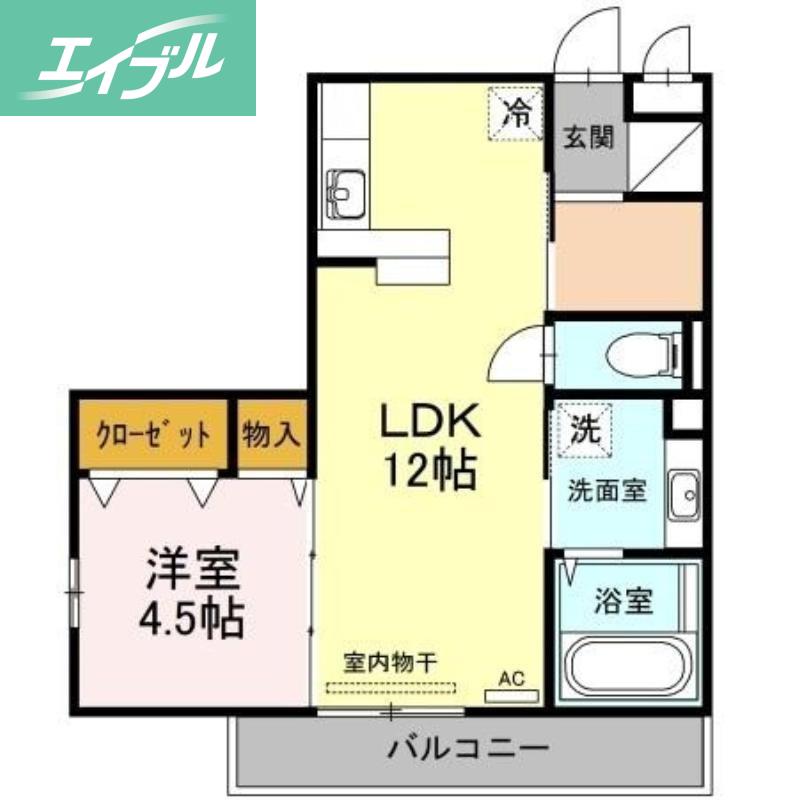 ラ・シャンブル(1LDK/2階)の間取り写真