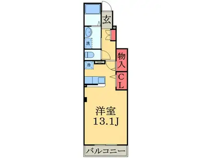 クラスターヒル 2(ワンルーム/1階)の間取り写真