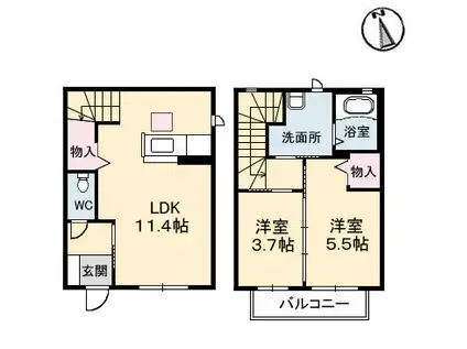 シャーメゾンIY(2LDK/1階)の間取り写真