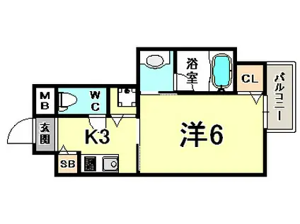 エスティライフ三宮東(1K/7階)の間取り写真