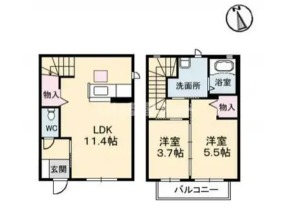 シャーメゾンIY(2LDK/1階)の間取り写真
