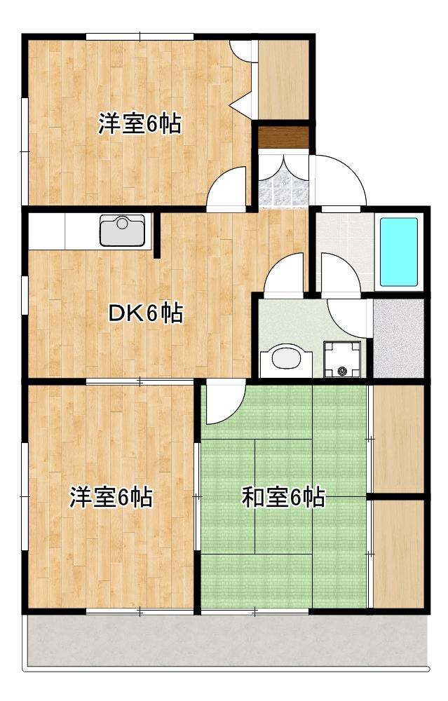 リバーサイド十禅寺(3DK/2階)の間取り写真
