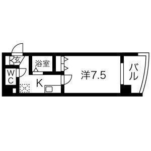 マンションリバーサイド(1K/1階)の間取り写真