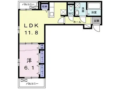 カメリア(1LDK/2階)の間取り写真