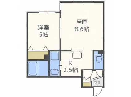 パストラーレ 楡(1LDK/1階)の間取り写真