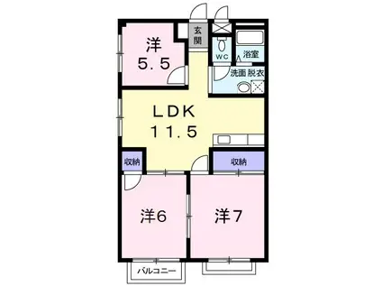 ヌーブル香里(3LDK/1階)の間取り写真