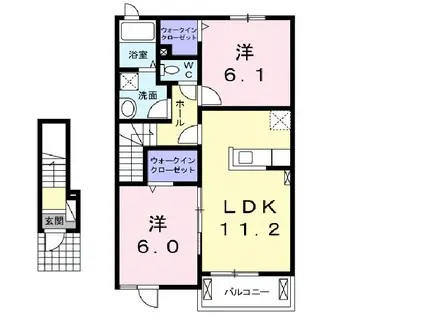 ベリーヒルズA(2LDK/2階)の間取り写真