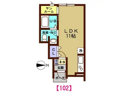 LA CACHETTE(ワンルーム/1階)の間取り写真