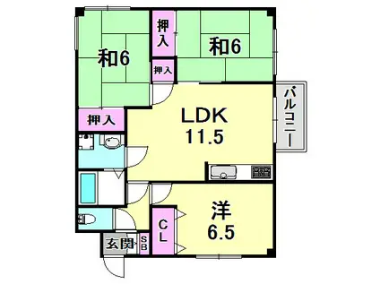 カーサ楠III(3LDK/3階)の間取り写真