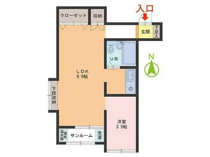 さくらハイム(1LDK/2階)の間取り写真