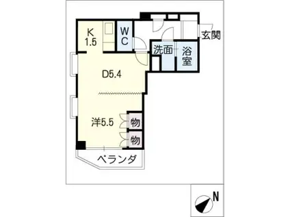 カサソラール本山(1DK/3階)の間取り写真