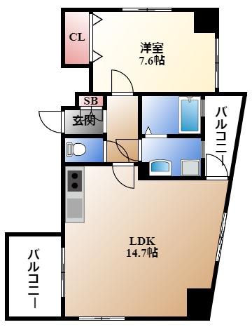 LA FACADE(1LDK/5階)の間取り写真