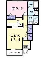 レジデンス ヒロB棟(1LDK/1階)の間取り写真