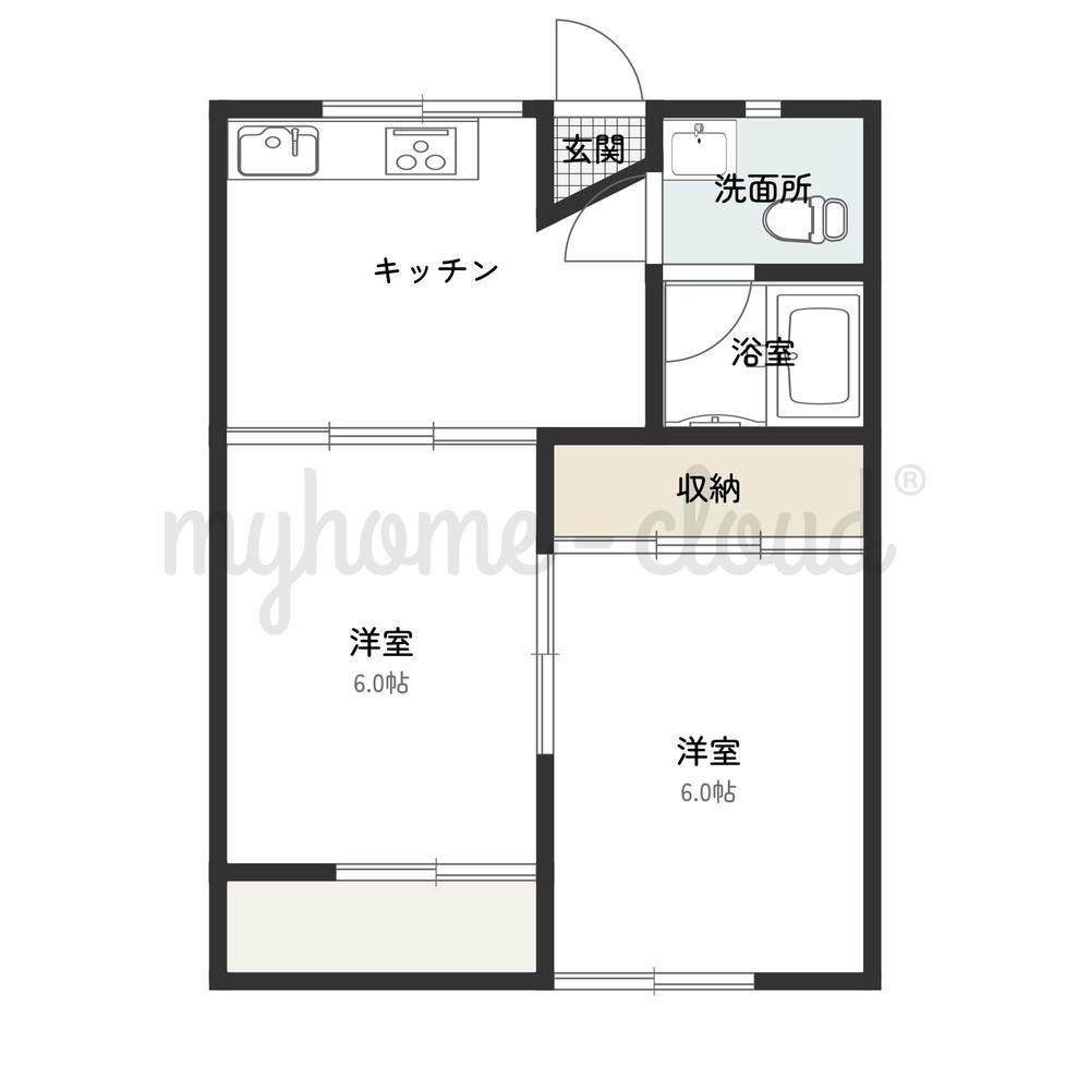 孔雀マンション(2DK/3階)の間取り写真