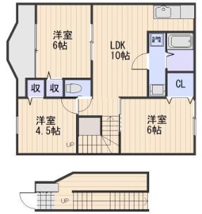 ハイ・ツリ-21A(3LDK/2階)の間取り写真