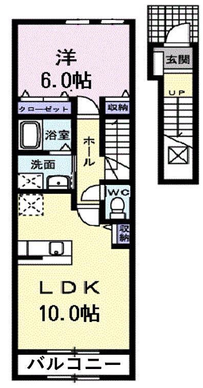 スプリング グレイス(1LDK/2階)の間取り写真