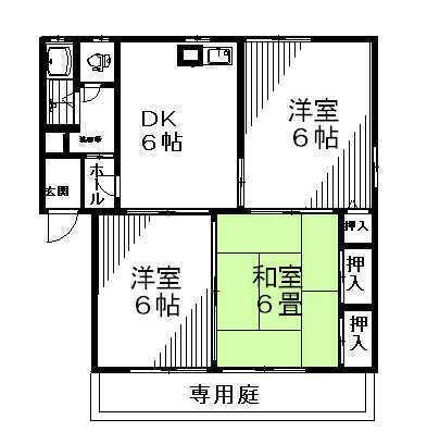 コーポ2000A棟・B棟(3DK/1階)の間取り写真
