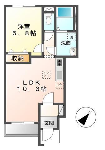 チェリーヒルズIII(1LDK/1階)の間取り写真