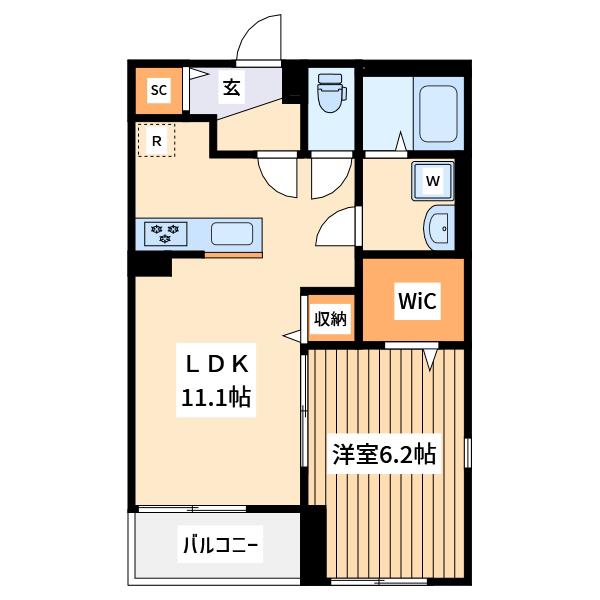 リバービュー打越(1LDK/1階)の間取り写真
