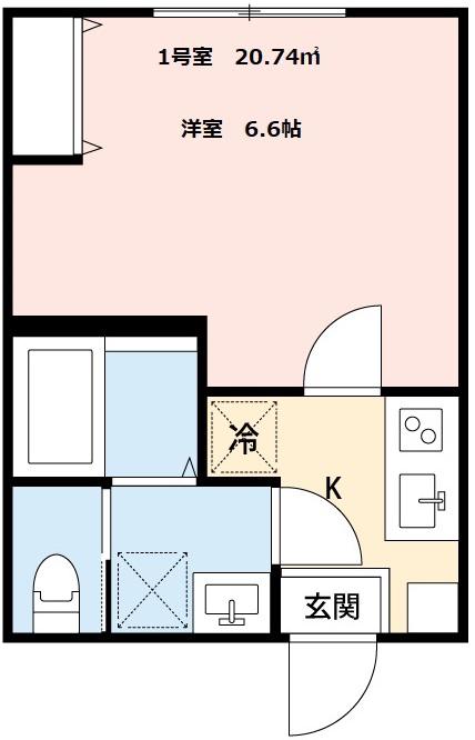 CRECIA稔台(1K/3階)の間取り写真