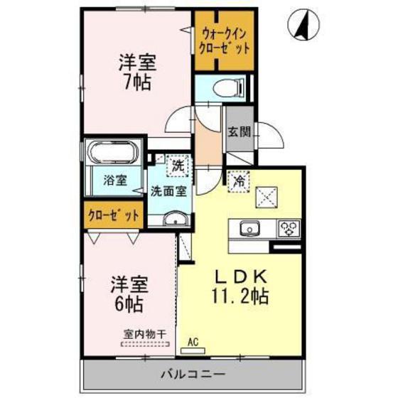 セジュールT&T上東雲(2LDK/1階)の間取り写真