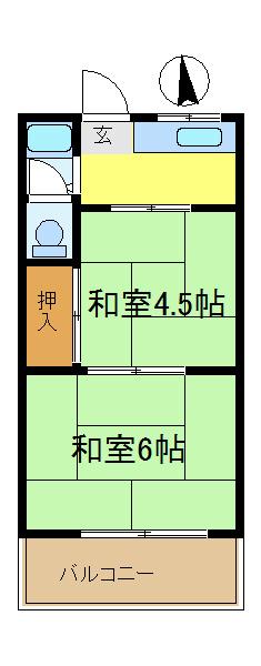 栗田コーポ(2K/2階)の間取り写真
