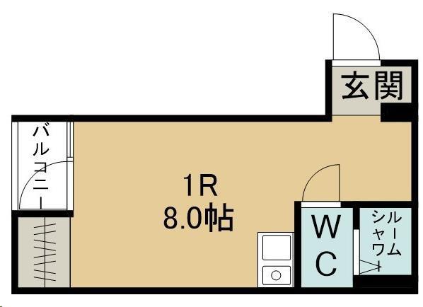 レンボーマンション(ワンルーム/1階)の間取り写真