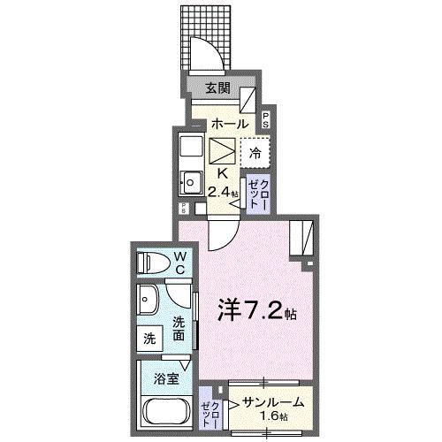 ナナラーピカケ(1K/1階)の間取り写真