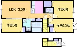 ドリーム江別II(3LDK/2階)の間取り写真