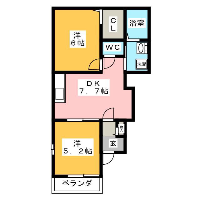 サンシャインA(2DK/1階)の間取り写真